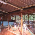 View of the living room with hammocks and snake pit