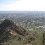 View of the saddle and the Cholla trail from the summit of Camelback